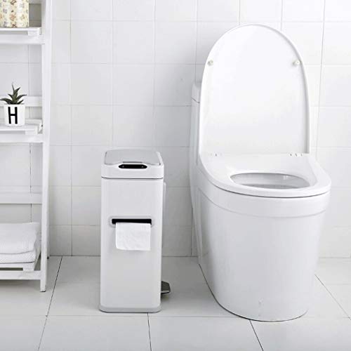 Xu Yuan Jia-Shop Bote de Basura Tres en uno Inducción Automática Bote de Basura Inteligente 430 Acero Inoxidable Flip Eléctrico Hogar Baño Baño Cubo de Almacenamiento Papelera (Color : Brown)