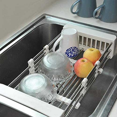 XUEYAN Cocina Vegetal Y Fruta Drenaje Rack de Almacenamiento Retráctil Vajilla de Secado Rack de Acero Inoxidable Rack Secado Vajilla Rack de Almacenamiento