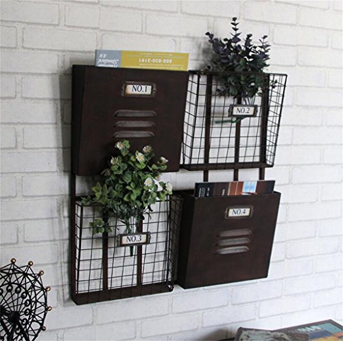 XUEYAN Metal Iron Magazine Periódico Wall-Mounted Rack como Estante de Almacenamiento Basket Basket Shelves Display/Bar Wall Hanging Diseño de decoración Retro Loft Industrial Estilo nostálgico