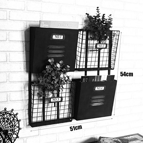 XUEYAN Metal Iron Magazine Periódico Wall-Mounted Rack como Estante de Almacenamiento Basket Basket Shelves Display/Bar Wall Hanging Diseño de decoración Retro Loft Industrial Estilo nostálgico