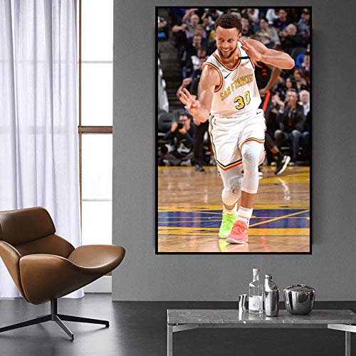 XuFan Baloncesto Curry y Lakers Kuz Cartel decoración del hogar Pintura Sala de Estar decoración de la habitación Arte Lienzo Pintura 60x90cm Sin Marco