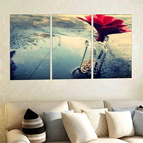 XuFan Cavas Modernas Pintura Amorosa Botella Flor Aceite Imagen Cartel Pared Pintura decoración del hogar 50cm x70cm x3p Sin Marco