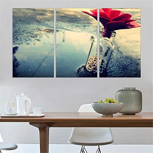 XuFan Cavas Modernas Pintura Amorosa Botella Flor Aceite Imagen Cartel Pared Pintura decoración del hogar 50cm x70cm x3p Sin Marco