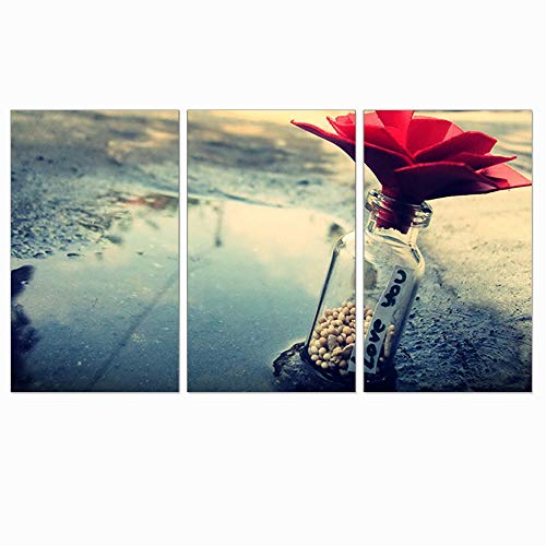 XuFan Cavas Modernas Pintura Amorosa Botella Flor Aceite Imagen Cartel Pared Pintura decoración del hogar 50cm x70cm x3p Sin Marco