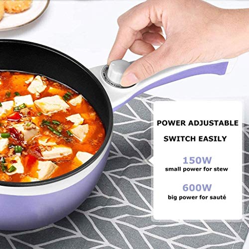 XUHRA Cocina Eléctrica Antiadherente con Tapa, Sartén, Pasta Cocina Rápida, 1.5L Mini Pot, Temperatura Ajustable,