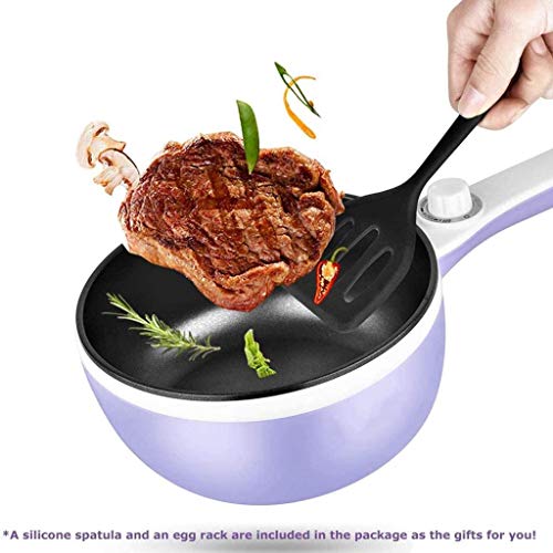 XUHRA Cocina Eléctrica Antiadherente con Tapa, Sartén, Pasta Cocina Rápida, 1.5L Mini Pot, Temperatura Ajustable,