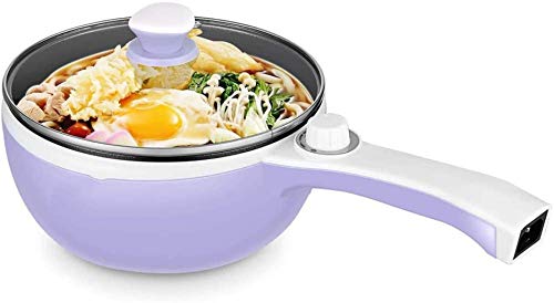 XUHRA Cocina Eléctrica Antiadherente con Tapa, Sartén, Pasta Cocina Rápida, 1.5L Mini Pot, Temperatura Ajustable,