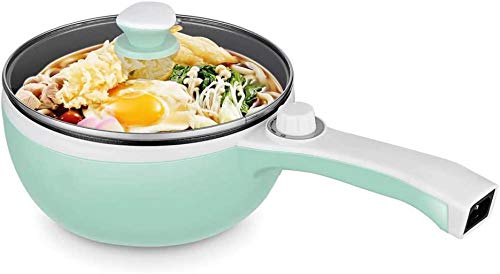 XUHRA Pan Cocina Eléctrica con Tapa, Sartén, Olla De Pasta Rápido, 1.5L Pot Mini Temperatura Ajustable para Carne, Huevos