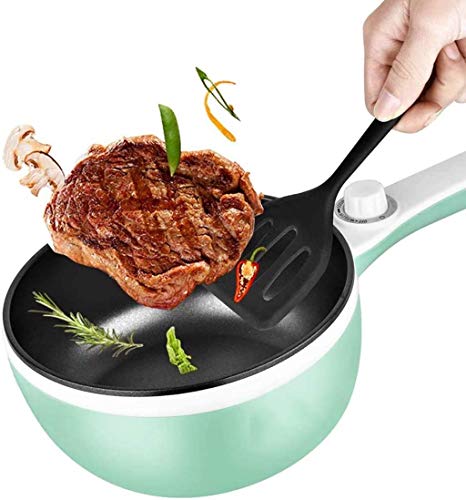 XUHRA Pan Cocina Eléctrica con Tapa, Sartén, Olla De Pasta Rápido, 1.5L Pot Mini Temperatura Ajustable para Carne, Huevos