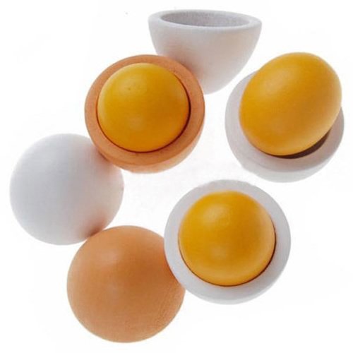 Xuniu 6 Piezas Huevos De Madera Yema Educativa Interesante Niños Niños Juguete