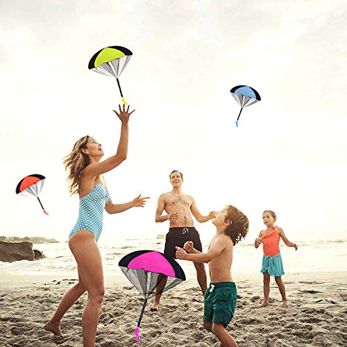 XUNKE Juguete de Paracaídas, Juguete Paracaídas Set, 4 × Mano Que Lanza el Juguete del Paracaidista, Muy Buenos Juguetes al Aire Libre para niños, ¡Dale más Felicidad a tu Hijo