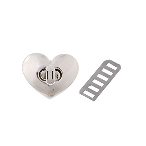 XUNXI Cerradura para Bolsa, Cierre en Forma de corazón, Cerradura giratoria, Cerradura giratoria, herrajes metálicos para Bricolaje, Bolso, Monedero, Plata
