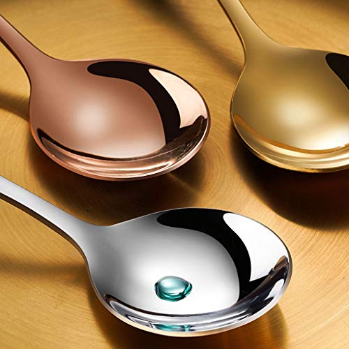 XuYuanjiaShop Cuchara de China 7 Pulgadas de Acero Inoxidable Cuchara, Sopa de Color Cuchara, cucharita de café, Cuchara de Helado Juego de 6 Cucharas de Mesa, Cucharas de Postre (Color : A)