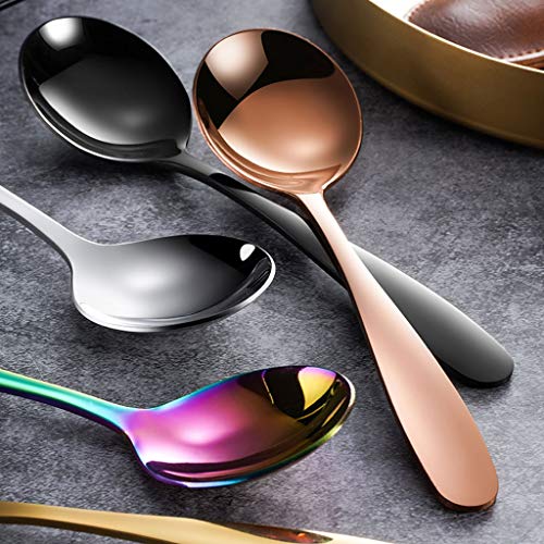 XuYuanjiaShop Cuchara de China 7 Pulgadas de Acero Inoxidable Cuchara, Sopa de Color Cuchara, cucharita de café, Cuchara de Helado Juego de 6 Cucharas de Mesa, Cucharas de Postre (Color : A)