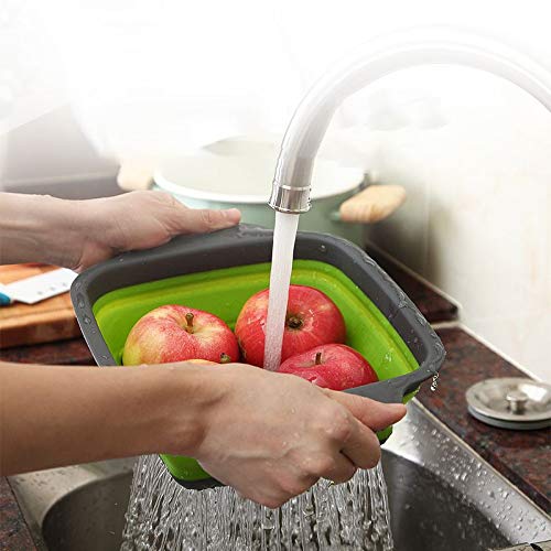 XXBY Colador Cocina Plegable Colador Cuadrados De Silicio Plegable Alimentos colador Drenaje de Las pastas de Frutas Verduras cesto de Lavado Grado Alimenticio Tamices (Color : Orange 2)