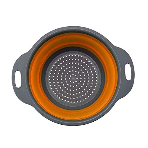 XXBY Colador Cocina Plegable Colador Cuadrados De Silicio Plegable Alimentos colador Drenaje de Las pastas de Frutas Verduras cesto de Lavado Grado Alimenticio Tamices (Color : Orange 2)