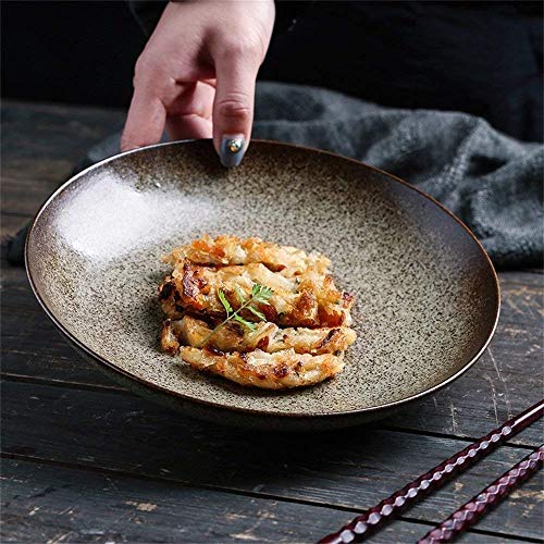 XXJ-Tazones Vajilla Cerámica Creativa Europea Tazón de Gres Ramen Filete Tazón Pasta Ensalada de Fruta Tazón Pasta Occidental Tazón Gourmet 8.2 Pulgadas