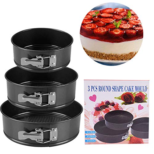 XYDZ Moldes para Pasteles, 3 Piezas Redondo Spring Forma Set, Molde de Horno Desmontable/Sartén para Pasteles Cake con Doble Capa Antiadherente (24cm/26cm/28cm)
