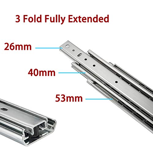 XYNH 1 Par (2 Unidades) De Guías De Cajón para Uso Industrial Professional, Rieles Deslizadores De Metal para Cajón, 25cm-100cm, Operación Silenciosa, Guías Correderas De Rodillo