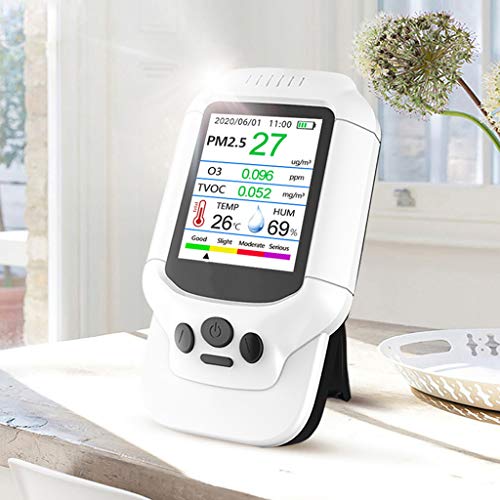 Xzbnwuviei - Detector de ozono siete en uno, medidor de ozono portátil O3 0-5 ppm de rango de detección rápida, multimonitor de gas, detector de calidad del aire, TVOC PM2.5 analizador de gas DM502-O3