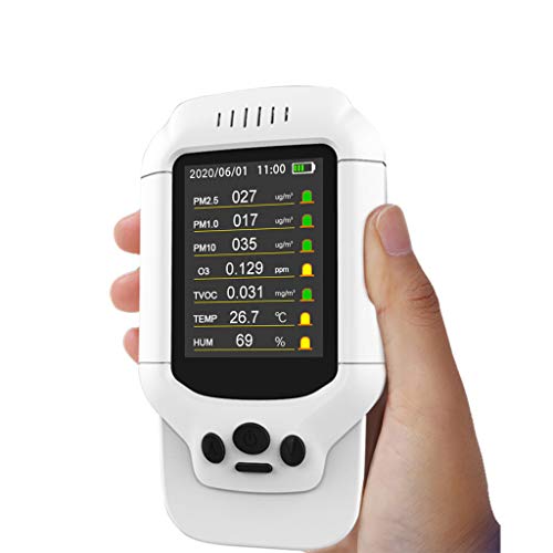 Xzbnwuviei - Detector de ozono siete en uno, medidor de ozono portátil O3 0-5 ppm de rango de detección rápida, multimonitor de gas, detector de calidad del aire, TVOC PM2.5 analizador de gas DM502-O3