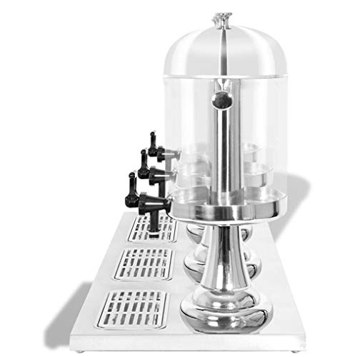 Y-GZD Dispensador de Jugo Dispensador de Bebidas Dispensador de Bebidas con Recipiente de plástico - Marco de Acero Inoxidable (3x8L) para el Desayuno Buffet Barras Bebidas Comerciales