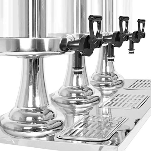 Y-GZD Dispensador de Jugo Dispensador de Bebidas Dispensador de Bebidas con Recipiente de plástico - Marco de Acero Inoxidable (3x8L) para el Desayuno Buffet Barras Bebidas Comerciales