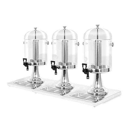 Y-GZD Dispensador de Jugo Dispensador de Bebidas Dispensador de Bebidas con Recipiente de plástico - Marco de Acero Inoxidable (3x8L) para el Desayuno Buffet Barras Bebidas Comerciales