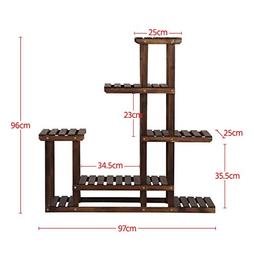 Yaheeetech Soporte de Maceta Estantería Planta Estante Madera Flores para Jardín Balcón