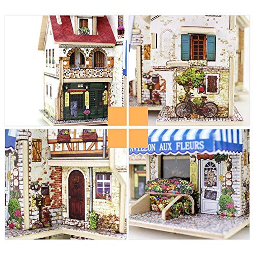Yamyannie-Home - Juego de construcción en Miniatura de Madera para Manualidades en casa, cumpleaños para Mujeres y niñas, Madera, Hostel, 16.5x15x13cm
