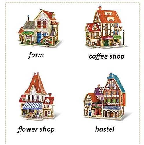 Yamyannie-Home - Juego de construcción en Miniatura de Madera para Manualidades en casa, cumpleaños para Mujeres y niñas, Madera, Hostel, 16.5x15x13cm