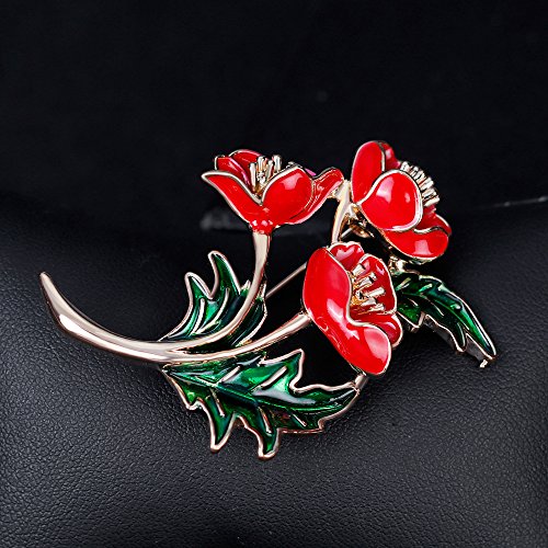 YANANN Broca para el Agua Gota de Aceite Flor de Broche Flor Escarlata Accesorios de Ropa Clavel Caldo Flor