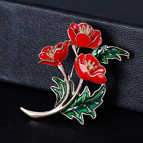 YANANN Broca para el Agua Gota de Aceite Flor de Broche Flor Escarlata Accesorios de Ropa Clavel Caldo Flor