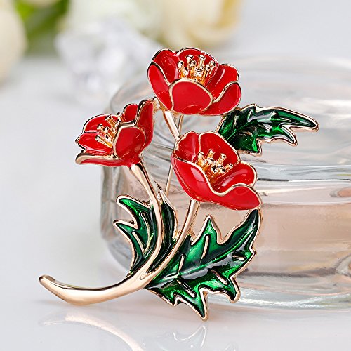 YANANN Broca para el Agua Gota de Aceite Flor de Broche Flor Escarlata Accesorios de Ropa Clavel Caldo Flor