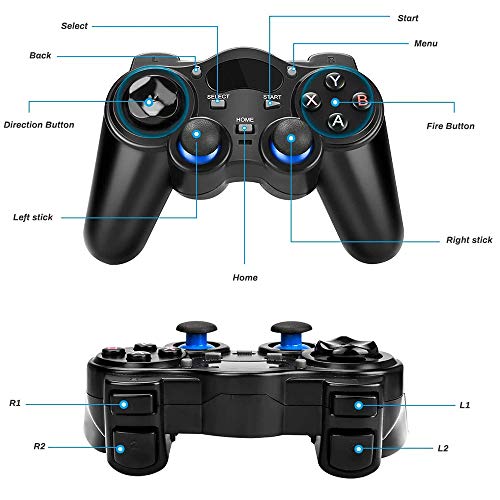 YANGMAN-BJ Mando inalámbrico 2.4G Pro Controller para PS3 Bluetooth Gamepad Joypad Remoto Compatible con/Teléfono PS3 / PC/TV Box/Android/tabletas/móvil, Soporte UTG