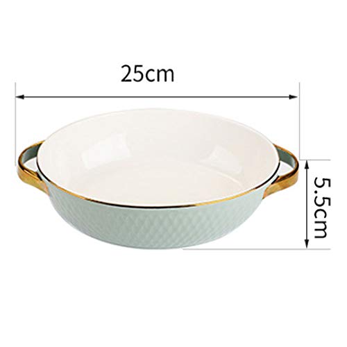 Yangxuelian Fuente Horno Ceramica 2pcs Ronda Binaural Phnom Penh Binaural arroz cocido al Horno Molde de Horno de cerámica Recipiente for Hornear para Lasañas, Pasteles, Tapas y Más