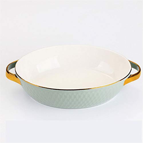 Yangxuelian Fuente Horno Ceramica 2pcs Ronda Binaural Phnom Penh Binaural arroz cocido al Horno Molde de Horno de cerámica Recipiente for Hornear para Lasañas, Pasteles, Tapas y Más