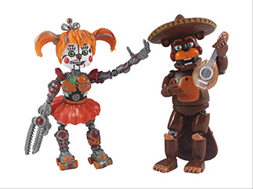 Yangzou 6 Unids / Set FNAF Five Nights At Freddy'S Toys Freddy Fazbears Pizzeria Simulator Ver Foxy Chica Lighte Articulaciones Móviles Muñeca Juguete para Niños