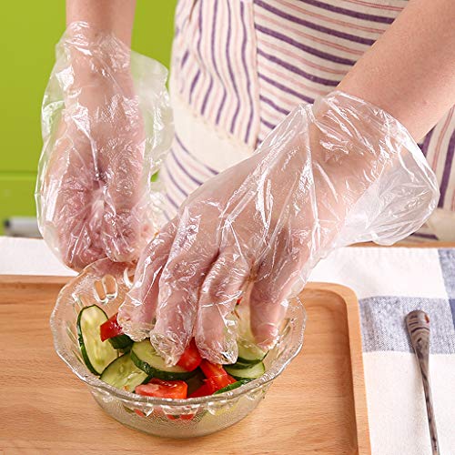 Yanhonin 100/200 guantes de plástico desechables para menaje 25cmx13cm 100pcs