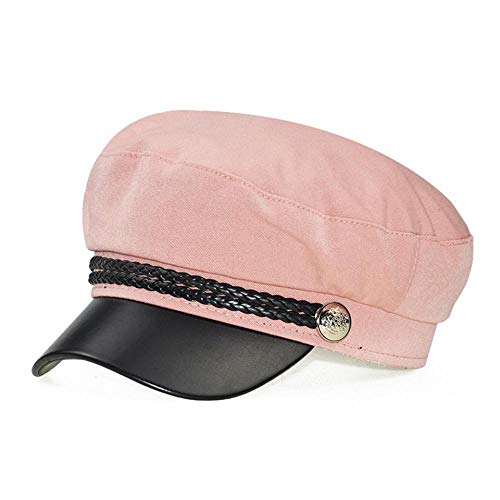 YanLong Boina Sombrero Moda Mujer Casual Gorra Plana Elegante sólido otoño Invierno cálido Hembra Pato Lengua Sombrero Rosa