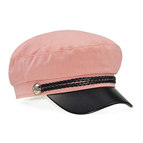 YanLong Boina Sombrero Moda Mujer Casual Gorra Plana Elegante sólido otoño Invierno cálido Hembra Pato Lengua Sombrero Rosa
