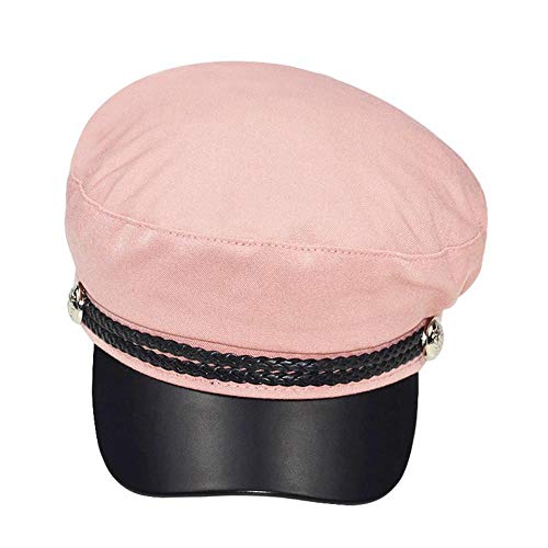 YanLong Boina Sombrero Moda Mujer Casual Gorra Plana Elegante sólido otoño Invierno cálido Hembra Pato Lengua Sombrero Rosa