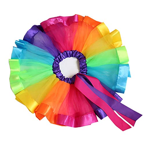 Yansion Faldas Tutu Tul para Niñas,Arco Iris Tul Capas de Faldas Ballet Danza Faldas Tutu Vestido Ropa para Niñas Regalo De Cumpleaños (con Diadema de Unicornio) (M)