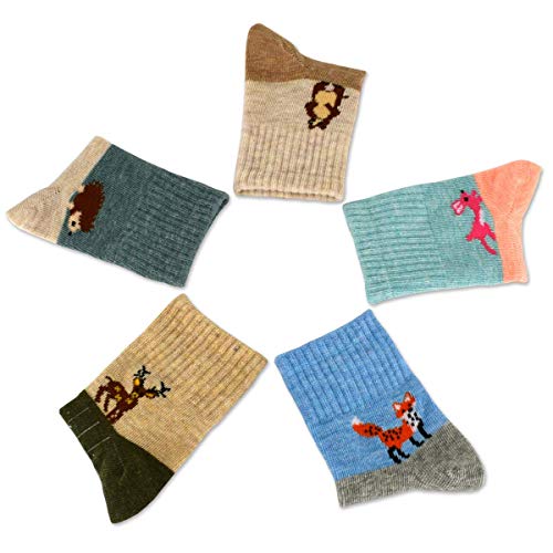 YANWANG 10 Pares de Calcetines para Niños Niñas Algodón Lindo 1-12 años(Erizo,M:3-5 Años)