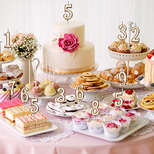 Yaomiao 10 Piezas Velas de Número de Cumpleaños Velas de Número de Pastel Número 0-9 Decoración Brillande de Topper de Pastel para Favores de Fieta Cumpleaños (Marrón)