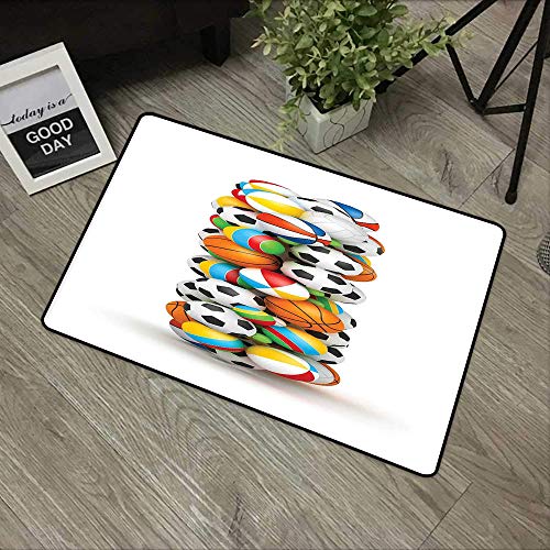 Yaoni Alfombrilla Antideslizante para el baño. Alfrombrillas, Letra I, Juego de Bolas Alfabeto Tema Baloncesto Voleibol y Balón de fút,Alfombra Baño/Habitación Microfibra Antideslizante, 80x50 cm