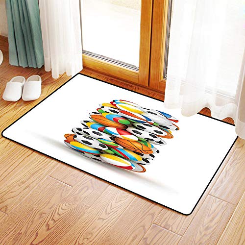Yaoni Alfombrilla Antideslizante para el baño. Alfrombrillas, Letra I, Juego de Bolas Alfabeto Tema Baloncesto Voleibol y Balón de fút,Alfombra Baño/Habitación Microfibra Antideslizante, 80x50 cm