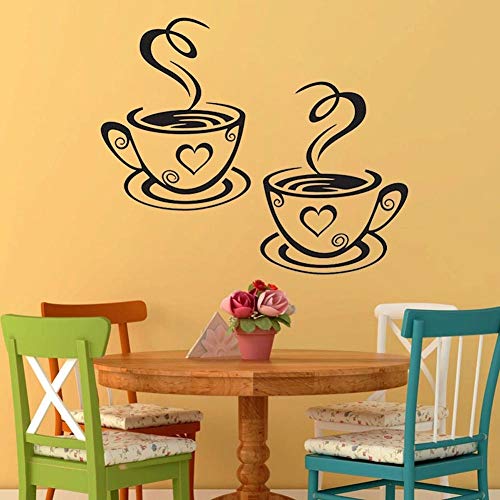yaonuli Hermosa Taza de café calcomanía de Vinilo Cocina Restaurante decoración decoración de la habitación calcomanía de Pared 36X38cm