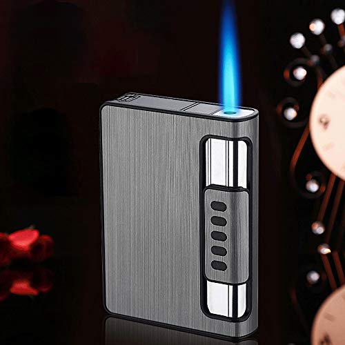 YAOUFBZ Caja de Cigarrillos automática de aleación 12 Paquetes Encendedor a Prueba de Viento Encendedor de Cigarrillos automático Inflable Encendedor de Cigarrillos