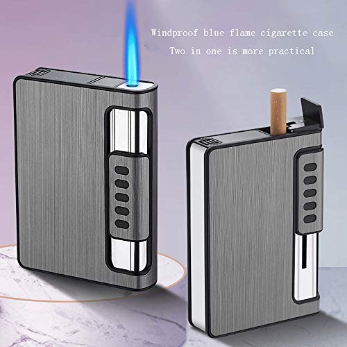 YAOUFBZ Caja de Cigarrillos automática de aleación 12 Paquetes Encendedor a Prueba de Viento Encendedor de Cigarrillos automático Inflable Encendedor de Cigarrillos